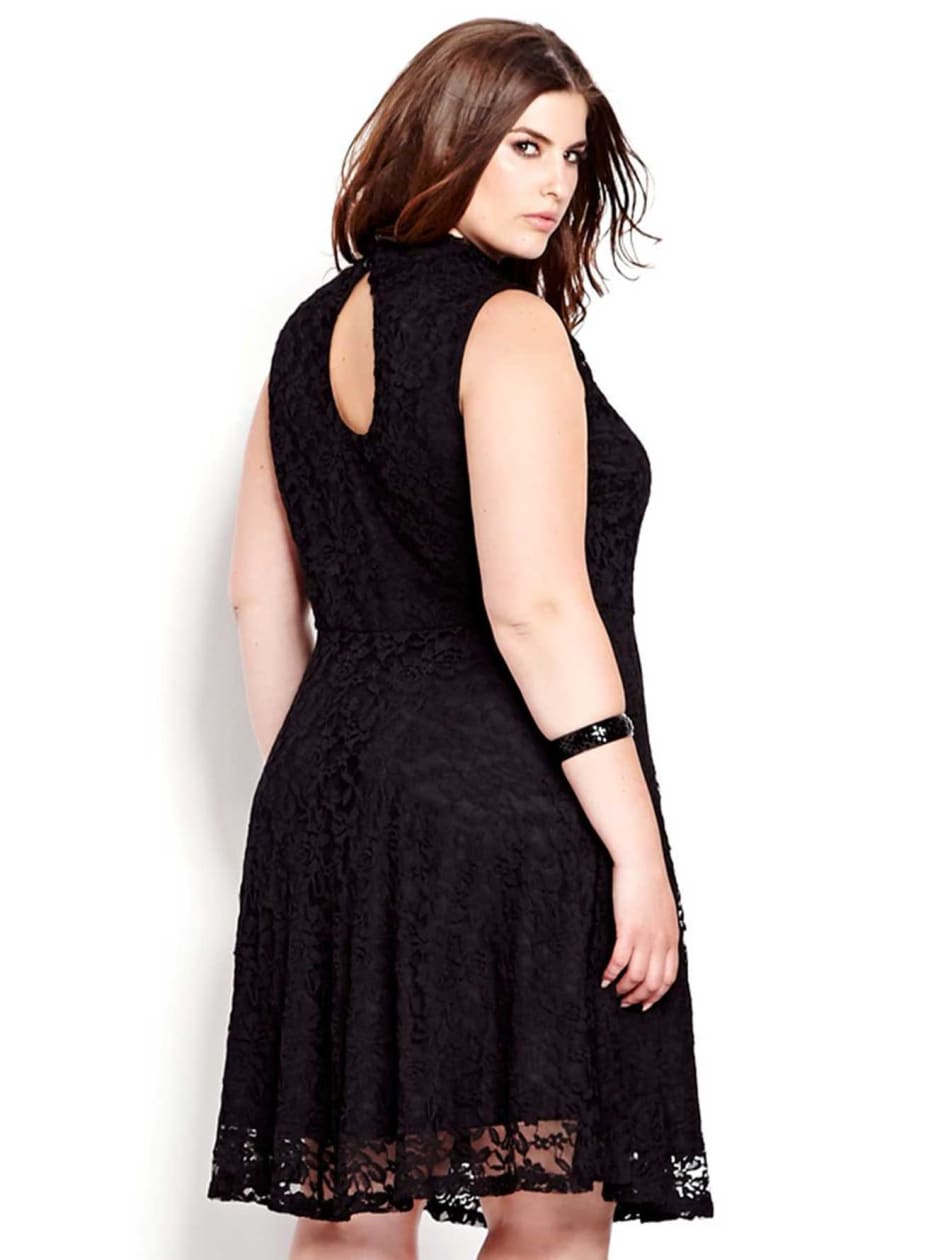 New Noir Lace Mock Neck Dress | Addition Elle
