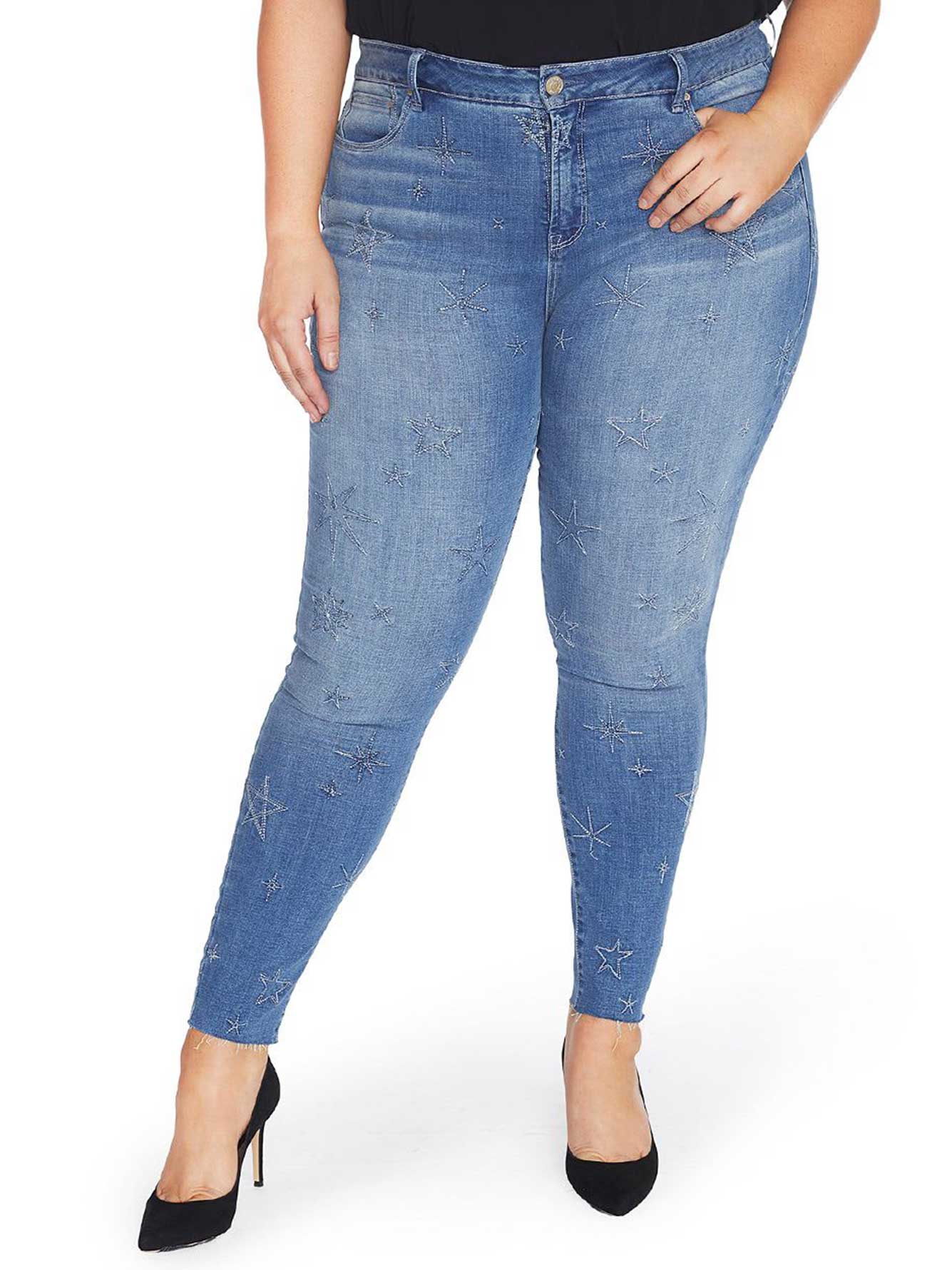 Rebel Wilson Super Skinny Jean with Embroidered Stars | Addition Elle
