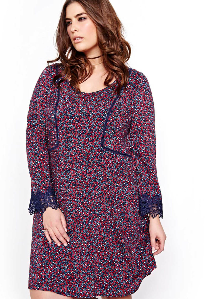 L&L Floral Dress with Bell Sleeves | Addition Elle