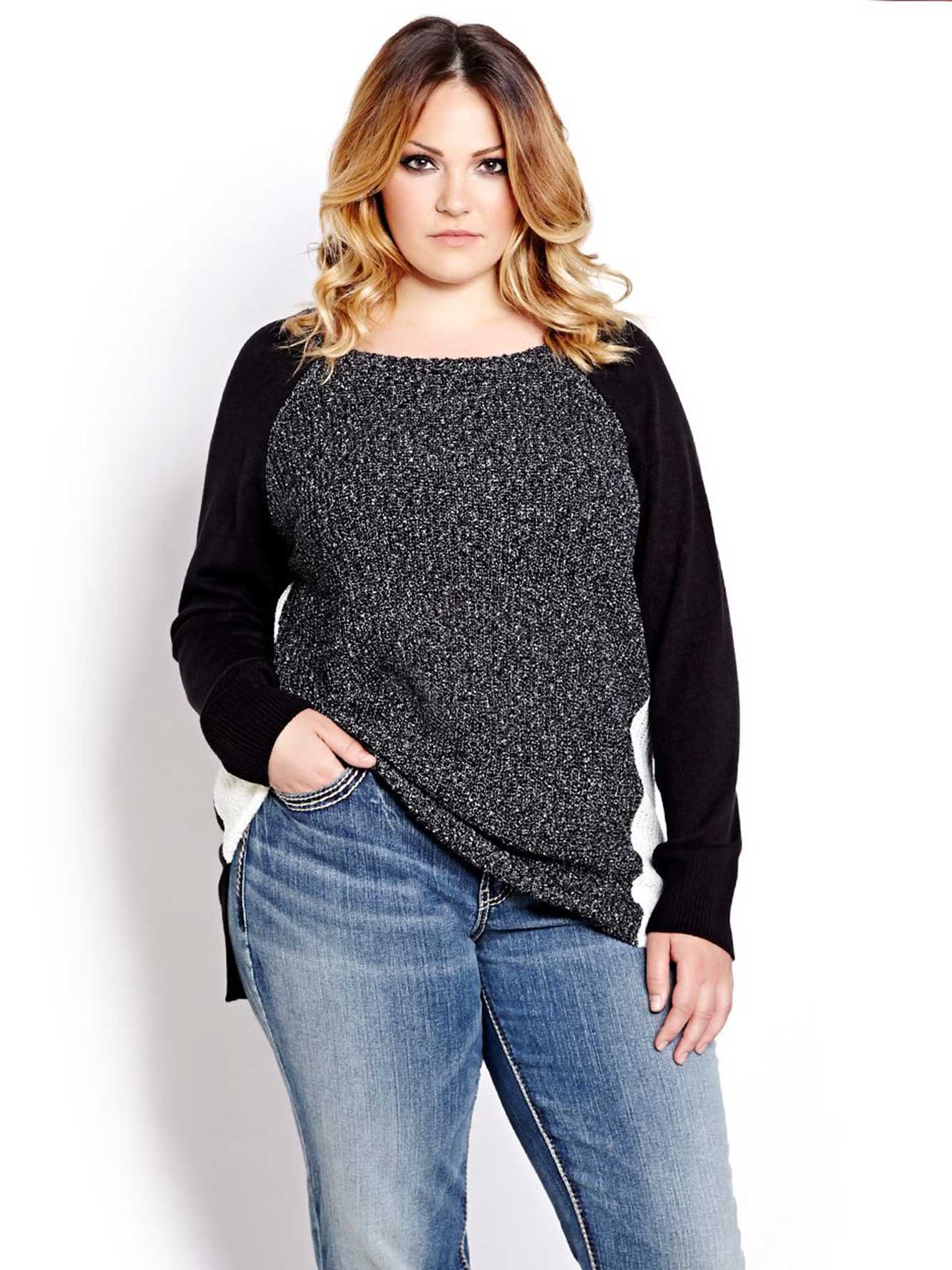 L&L Long Sleeve Color Block Sweater | Addition Elle