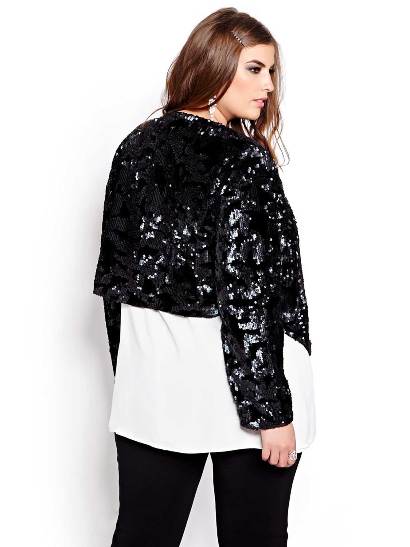 Michel Studio Cropped Sequin Jacket | Addition Elle