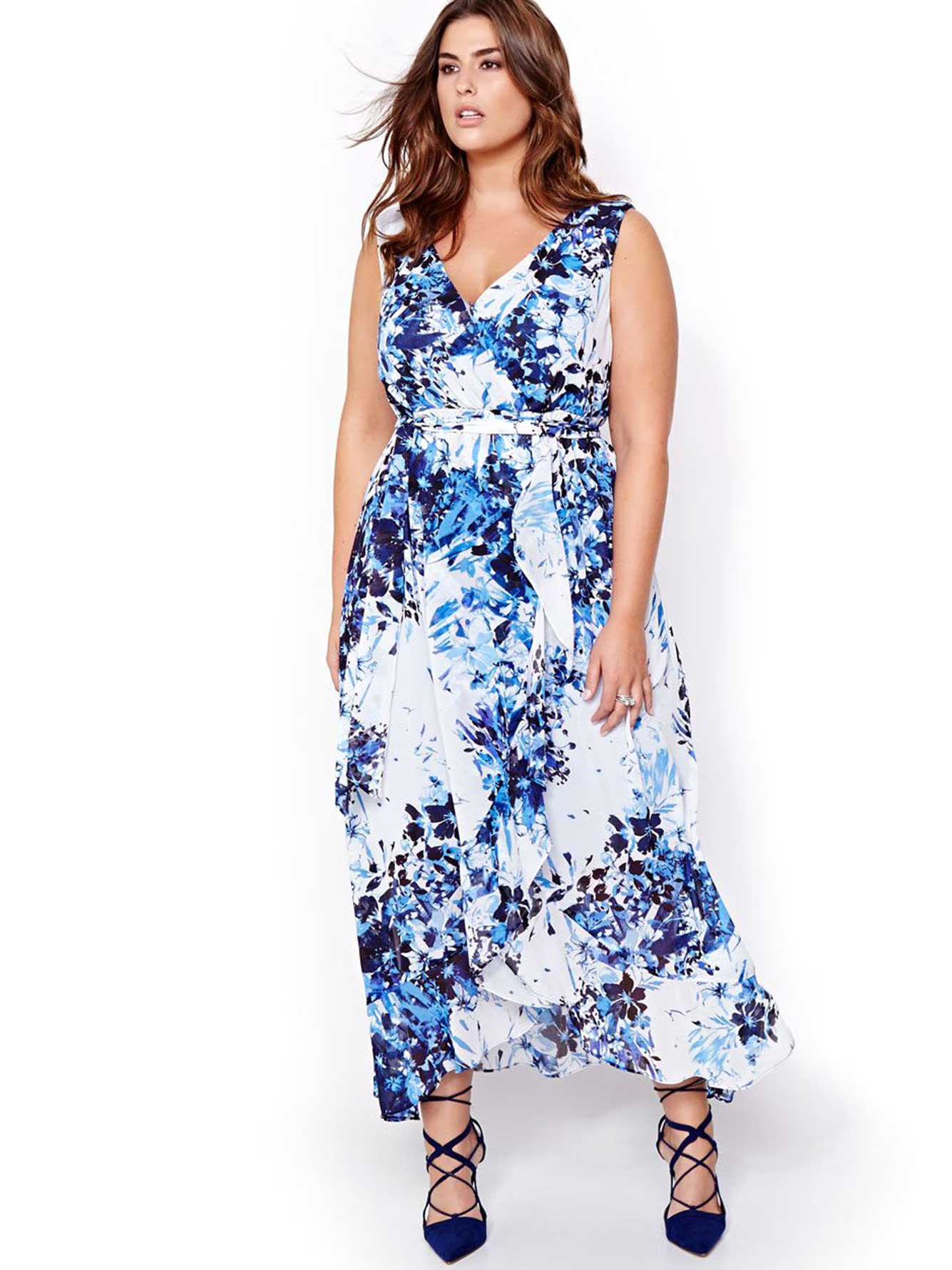 Sangria All-Over Printed Maxi Dress | Addition Elle