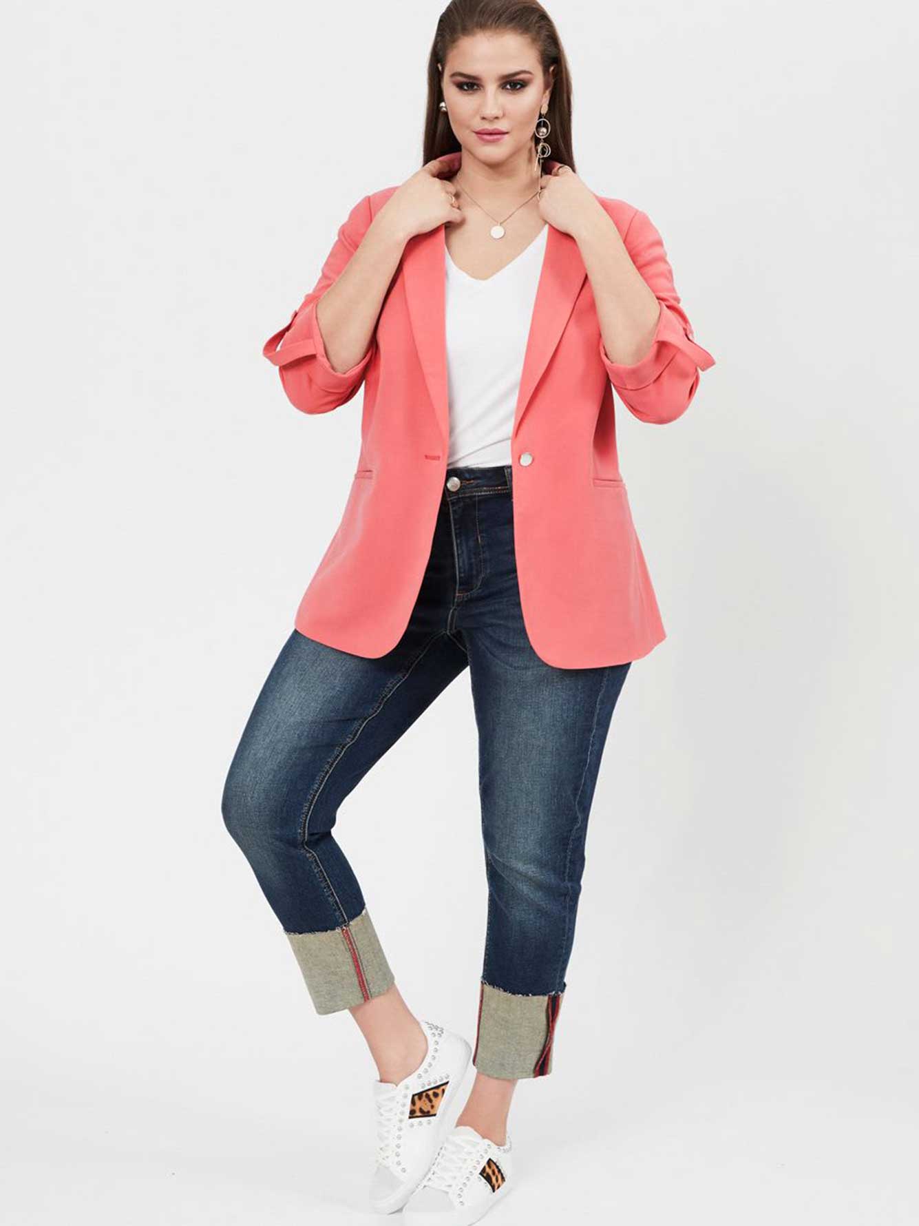 Womens blazer rolled up sleeves