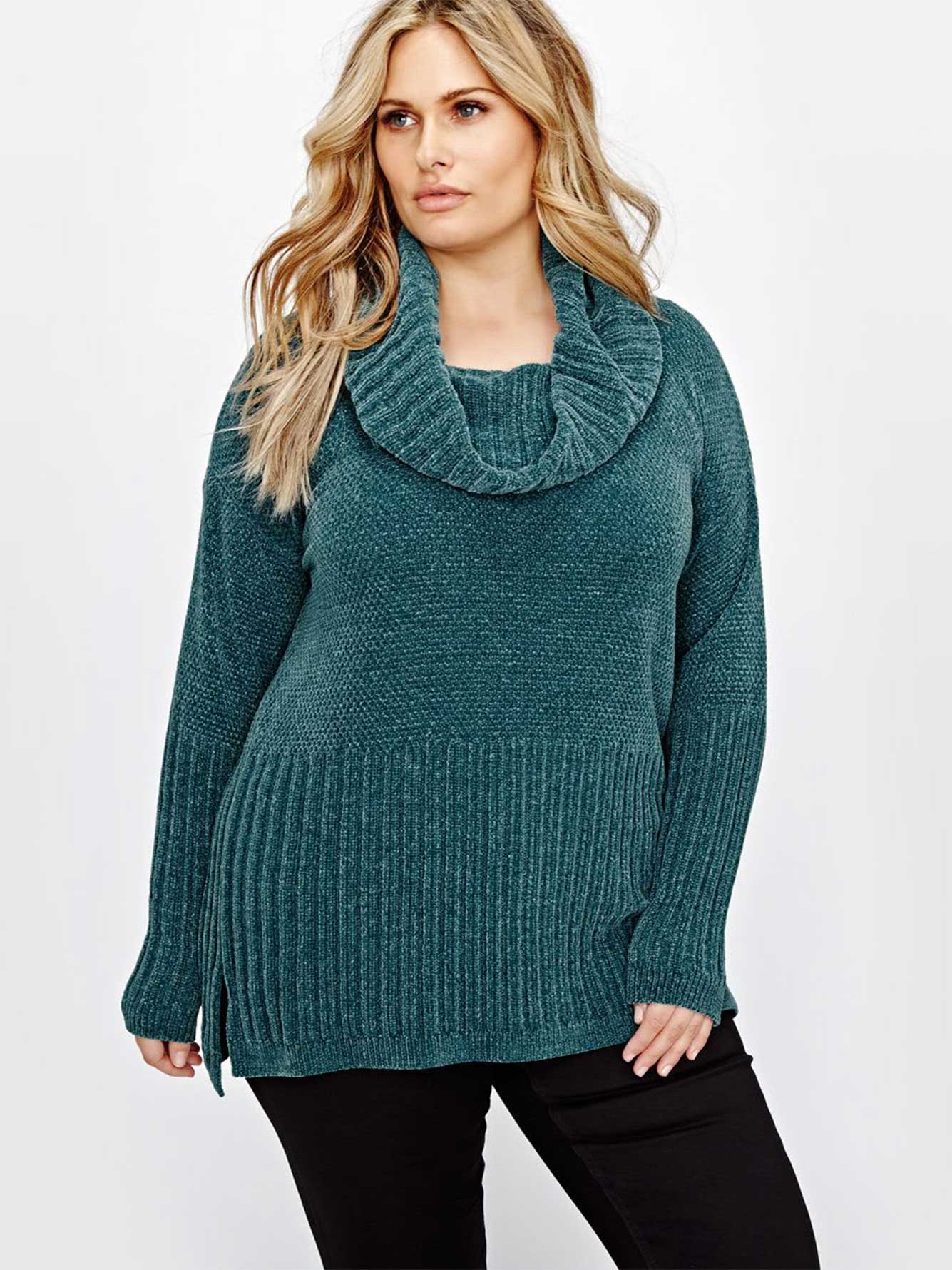 L&L Cowl Neck Ribbed Sweater | Addition Elle