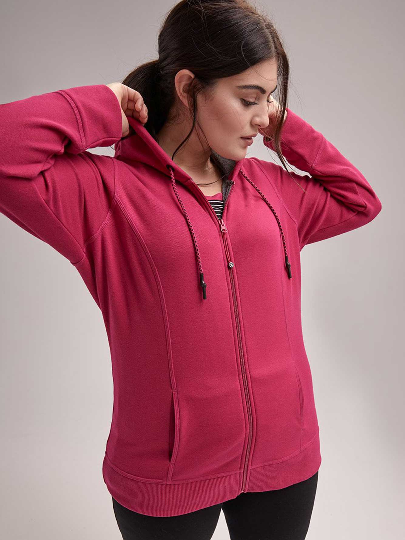 Plus Size Hooded Sherpa Jacket ActiveZone Penningtons