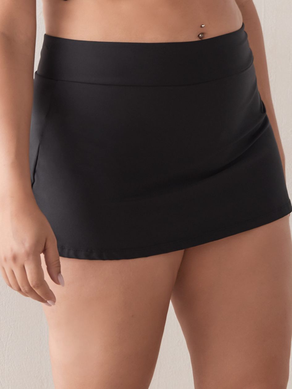 Solid Swim Skirt with Waistband - Addition Elle